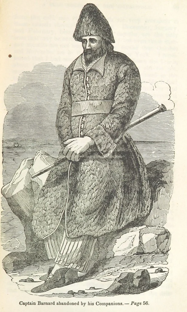 An illustration from Robinson Crusoe's own book; or, the voice of adventure from the civilized man cut off from his fellows ... and from the wanderer in strange seas and lands, etc, 1842, leaf 67