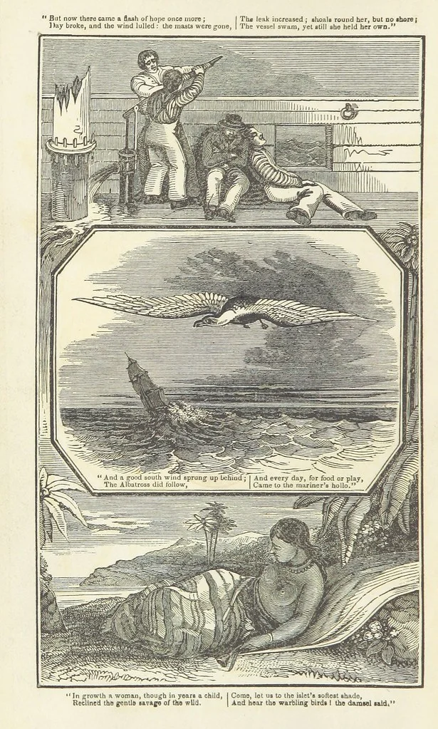 An illustration from Robinson Crusoe's own book; or, the voice of adventure from the civilized man cut off from his fellows ... and from the wanderer in strange seas and lands, etc, 1842, leaf 8