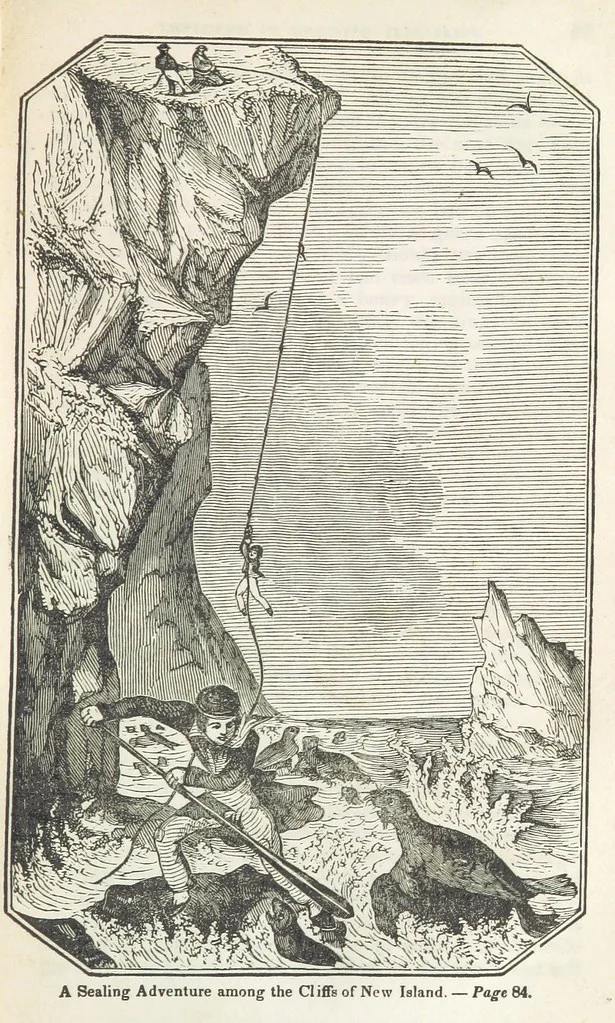 An illustration from Robinson Crusoe's own book; or, the voice of adventure from the civilized man cut off from his fellows ... and from the wanderer in strange seas and lands, etc, 1842, leaf 95