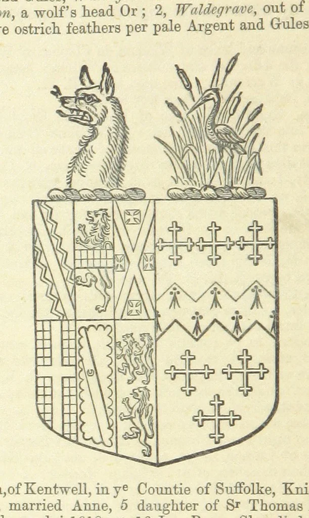 An illustration from The Visitation of Suffolk, made by William Hervey [in 1561] ... With additions from ... Jermyn, Davy, and other MSS. &c. Edited by J. J. Howard. [Extracted from “The East Anglian.”, 1866, leaf 190
