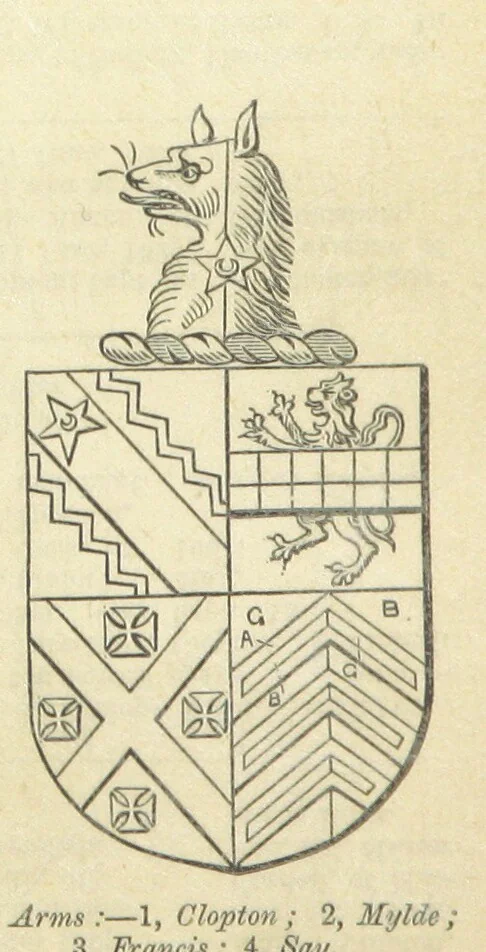 An illustration from The Visitation of Suffolk, made by William Hervey [in 1561] ... With additions from ... Jermyn, Davy, and other MSS. &c. Edited by J. J. Howard. [Extracted from “The East Anglian.”, 1866, leaf 202