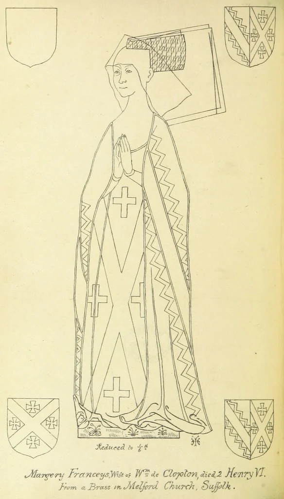 An illustration from The Visitation of Suffolk, made by William Hervey [in 1561] ... With additions from ... Jermyn, Davy, and other MSS. &c. Edited by J. J. Howard. [Extracted from “The East Anglian.”, 1866, leaf 210