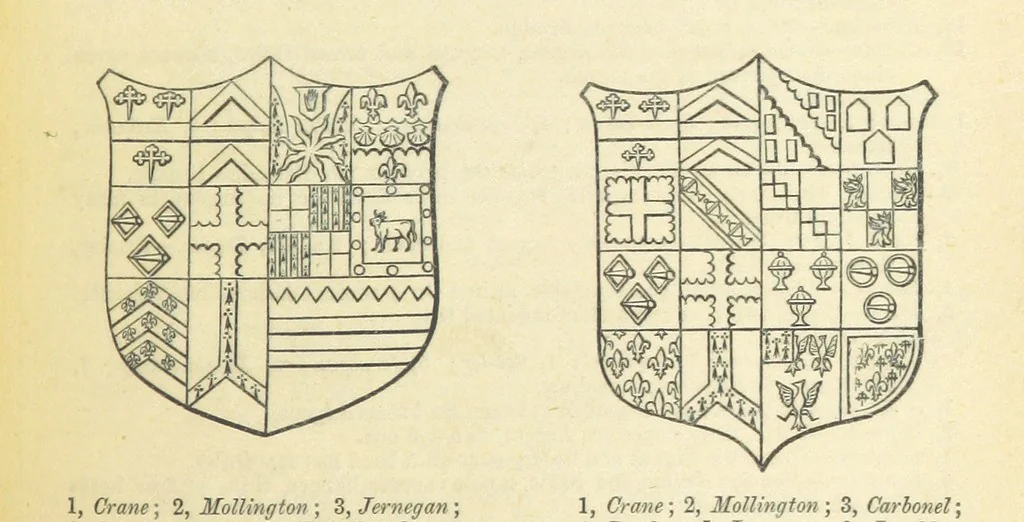 An illustration from The Visitation of Suffolk, made by William Hervey [in 1561] ... With additions from ... Jermyn, Davy, and other MSS. &c. Edited by J. J. Howard. [Extracted from “The East Anglian.”, 1866, leaf 219