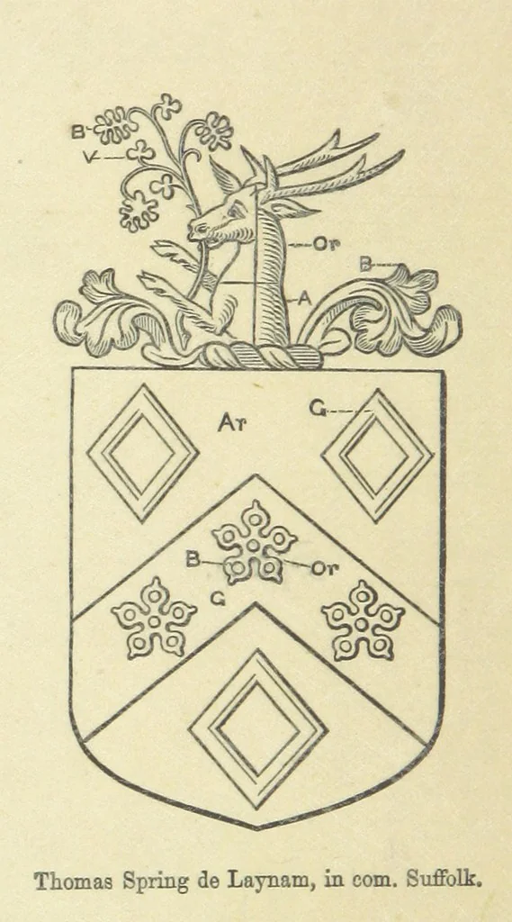 An illustration from The Visitation of Suffolk, made by William Hervey [in 1561] ... With additions from ... Jermyn, Davy, and other MSS. &c. Edited by J. J. Howard. [Extracted from “The East Anglian.”, 1866, leaf 246