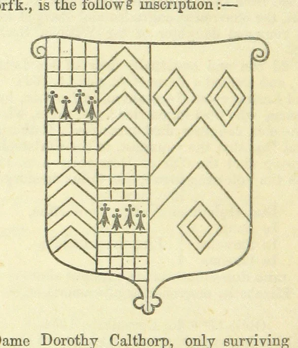An illustration from The Visitation of Suffolk, made by William Hervey [in 1561] ... With additions from ... Jermyn, Davy, and other MSS. &c. Edited by J. J. Howard. [Extracted from “The East Anglian.”, 1866, leaf 274