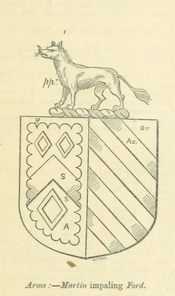 An illustration from The Visitation of Suffolk, made by William Hervey [in 1561] ... With additions from ... Jermyn, Davy, and other MSS. &c. Edited by J. J. Howard. [Extracted from “The East Anglian.”, 1866, leaf 287