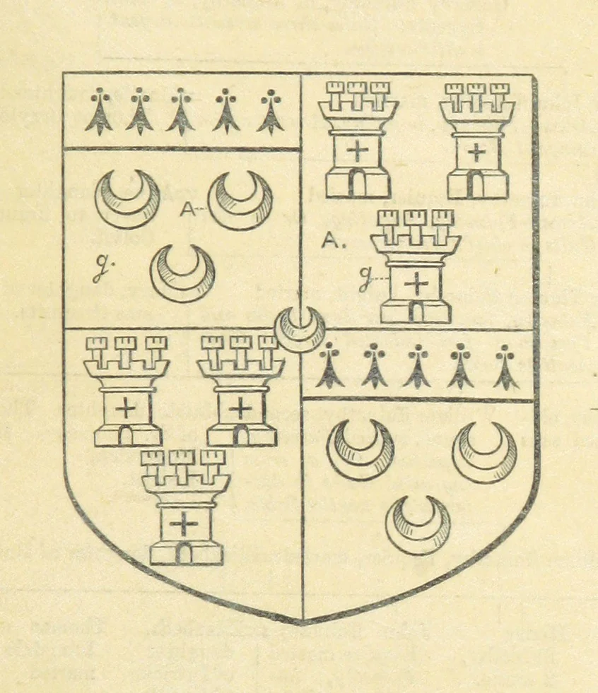 An illustration from The Visitation of Suffolk, made by William Hervey [in 1561] ... With additions from ... Jermyn, Davy, and other MSS. &c. Edited by J. J. Howard. [Extracted from “The East Anglian.”, 1866, leaf 393