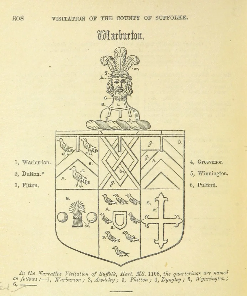 An illustration from The Visitation of Suffolk, made by William Hervey [in 1561] ... With additions from ... Jermyn, Davy, and other MSS. &c. Edited by J. J. Howard. [Extracted from “The East Anglian.”, 1866, leaf 396