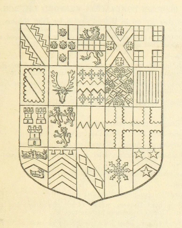 An illustration from The Visitation of Suffolk, made by William Hervey [in 1561] ... With additions from ... Jermyn, Davy, and other MSS. &c. Edited by J. J. Howard. [Extracted from “The East Anglian.”, 1866, leaf 65