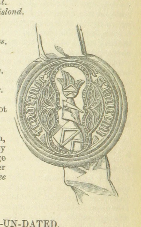 An illustration from The Visitation of Suffolk, made by William Hervey [in 1561] ... With additions from ... Jermyn, Davy, and other MSS. &c. Edited by J. J. Howard. [Extracted from “The East Anglian.”, 1866, leaf 90