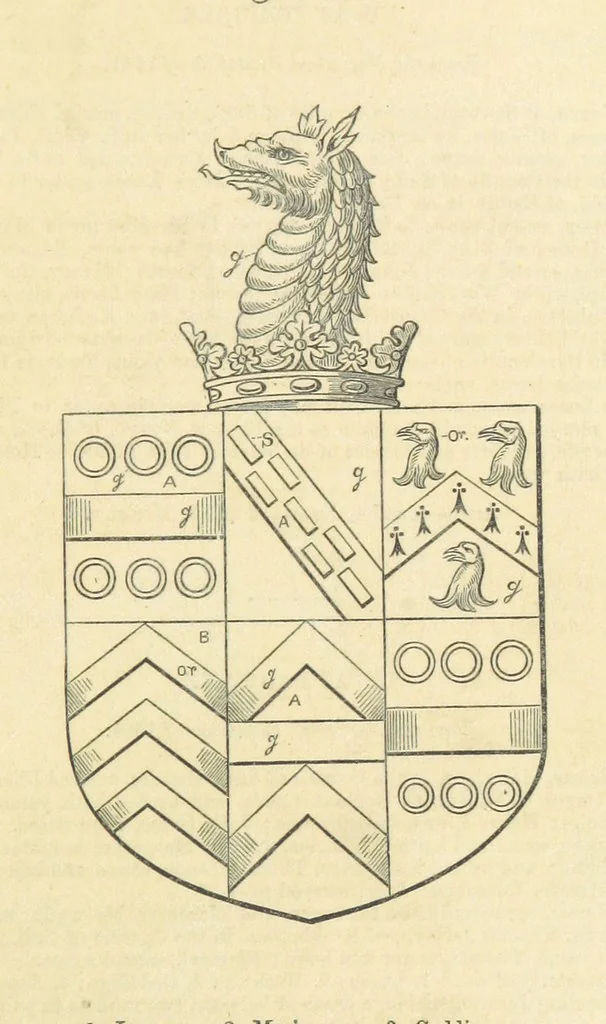 An illustration from The Visitation of Suffolk, made by William Hervey [in 1561] ... With additions from ... Jermyn, Davy, and other MSS. &c. Edited by J. J. Howard. [Extracted from “The East Anglian.”, 1866, leaf 15