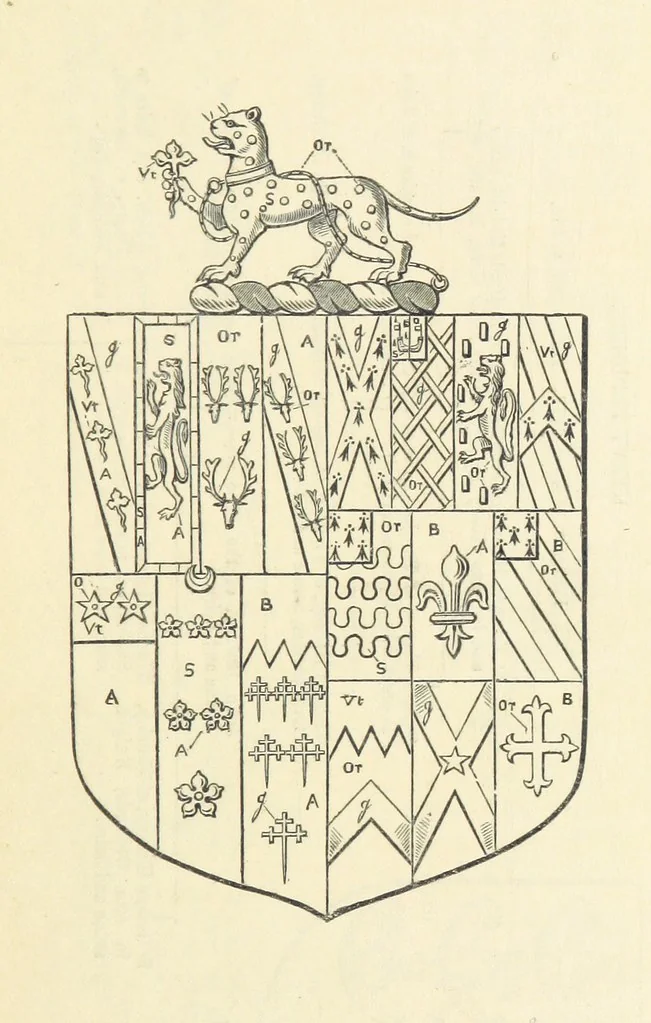 An illustration from The Visitation of Suffolk, made by William Hervey [in 1561] ... With additions from ... Jermyn, Davy, and other MSS. &c. Edited by J. J. Howard. [Extracted from “The East Anglian.”, 1866, leaf 173