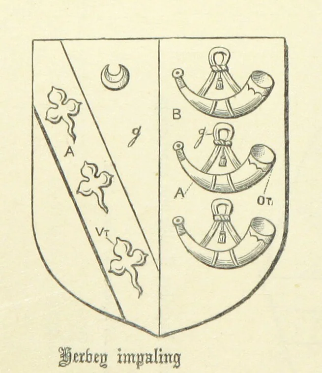 An illustration from The Visitation of Suffolk, made by William Hervey [in 1561] ... With additions from ... Jermyn, Davy, and other MSS. &c. Edited by J. J. Howard. [Extracted from “The East Anglian.”, 1866, leaf 174