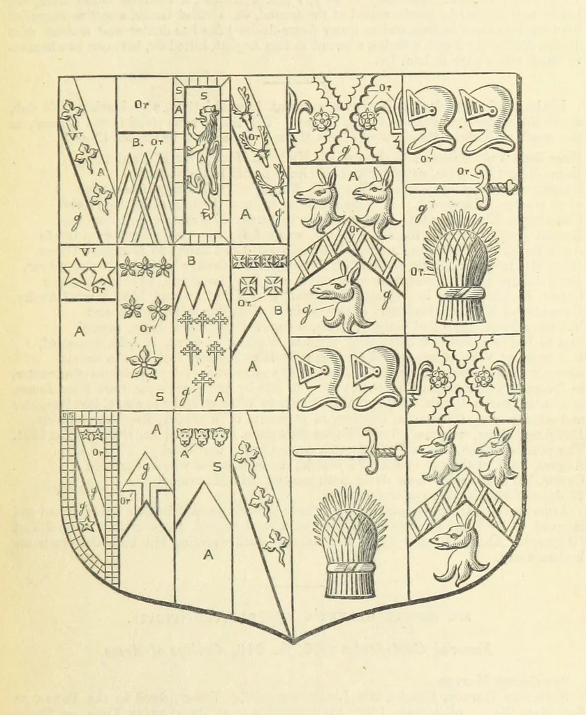 An illustration from The Visitation of Suffolk, made by William Hervey [in 1561] ... With additions from ... Jermyn, Davy, and other MSS. &c. Edited by J. J. Howard. [Extracted from “The East Anglian.”, 1866, leaf 177