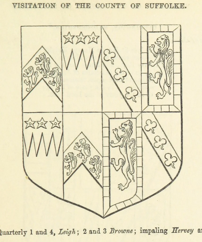An illustration from The Visitation of Suffolk, made by William Hervey [in 1561] ... With additions from ... Jermyn, Davy, and other MSS. &c. Edited by J. J. Howard. [Extracted from “The East Anglian.”, 1866, leaf 179