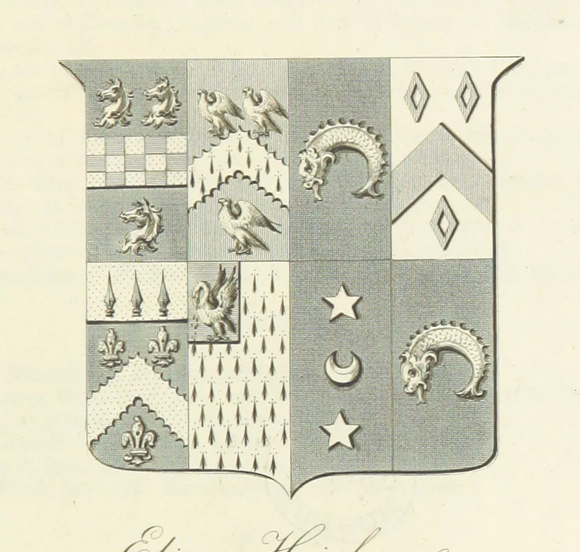 An illustration from The Visitation of Suffolk, made by William Hervey [in 1561] ... With additions from ... Jermyn, Davy, and other MSS. &c. Edited by J. J. Howard. [Extracted from “The East Anglian.”, 1866, leaf 247