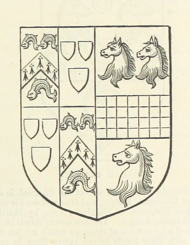 An illustration from The Visitation of Suffolk, made by William Hervey [in 1561] ... With additions from ... Jermyn, Davy, and other MSS. &c. Edited by J. J. Howard. [Extracted from “The East Anglian.”, 1866, leaf 257