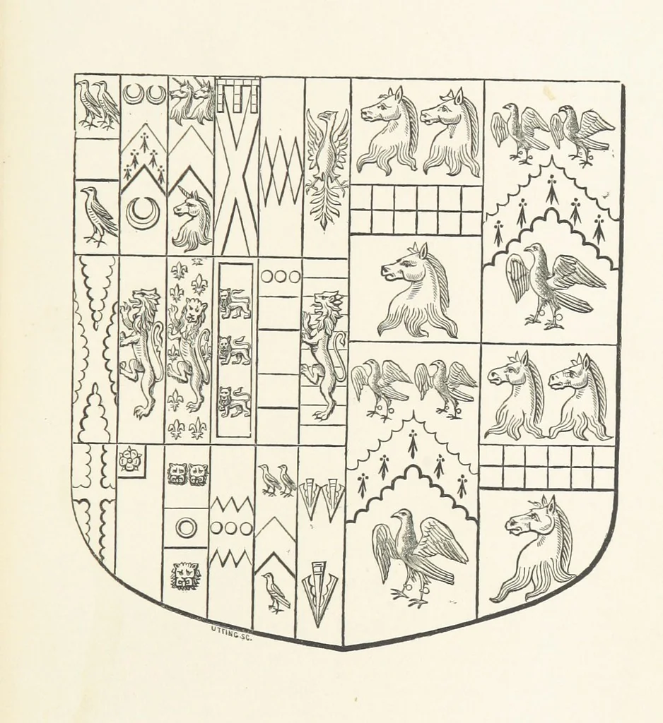 An illustration from The Visitation of Suffolk, made by William Hervey [in 1561] ... With additions from ... Jermyn, Davy, and other MSS. &c. Edited by J. J. Howard. [Extracted from “The East Anglian.”, 1866, leaf 353