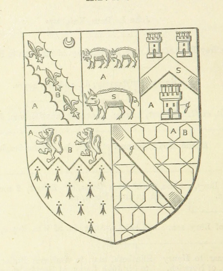 An illustration from The Visitation of Suffolk, made by William Hervey [in 1561] ... With additions from ... Jermyn, Davy, and other MSS. &c. Edited by J. J. Howard. [Extracted from “The East Anglian.”, 1866, leaf 54