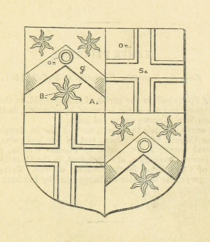 An illustration from The Visitation of Suffolk, made by William Hervey [in 1561] ... With additions from ... Jermyn, Davy, and other MSS. &c. Edited by J. J. Howard. [Extracted from “The East Anglian.”, 1866, leaf 7