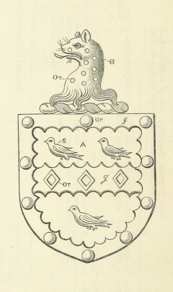 An illustration from The Visitation of Suffolk, made by William Hervey [in 1561] ... With additions from ... Jermyn, Davy, and other MSS. &c. Edited by J. J. Howard. [Extracted from “The East Anglian.”, 1866, leaf 70