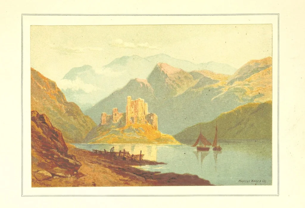 An illustration from Our Native Land, its scenery and associations. A series of 36 water-colour sketches after Rowbotham, Read, Needham, and other eminent artists. With descriptive notes. [The author of the text identified on the wrapper of pt. 1 as “the author of By Loch and by Land”, i.e. Jean L. Watson, 1879, leaf 69