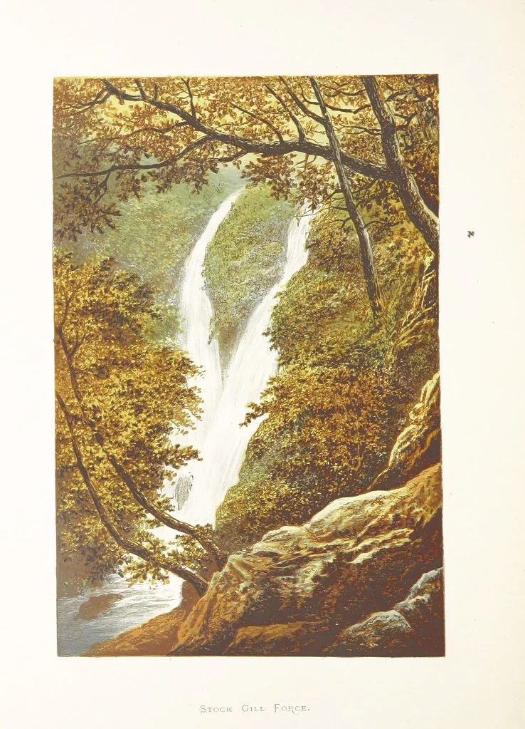 An illustration from English Lake Scenery. Illustrated with a series of coloured plates from drawings by A. F. Lydon, 1880, leaf 108