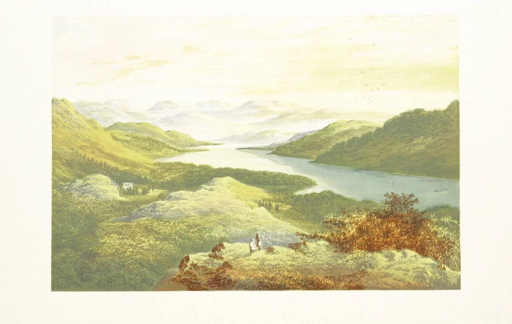 An illustration from English Lake Scenery. Illustrated with a series of coloured plates from drawings by A. F. Lydon, 1880, leaf 24