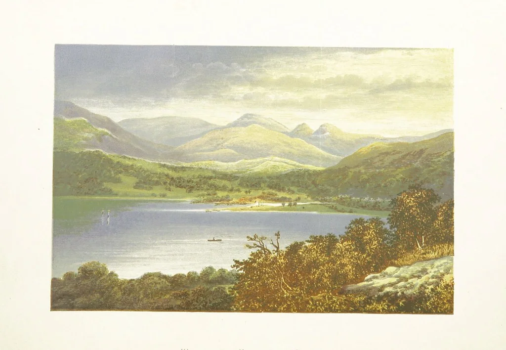 An illustration from English Lake Scenery. Illustrated with a series of coloured plates from drawings by A. F. Lydon, 1880, leaf 6