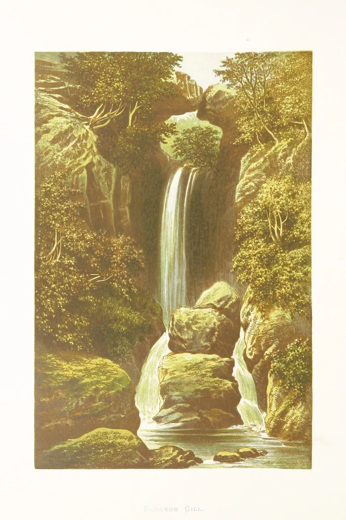An illustration from English Lake Scenery. Illustrated with a series of coloured plates from drawings by A. F. Lydon, 1880, leaf 66