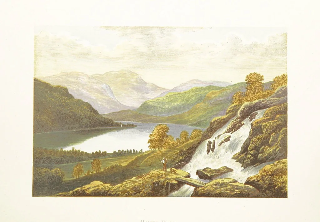 An illustration from English Lake Scenery. Illustrated with a series of coloured plates from drawings by A. F. Lydon, 1880, leaf 72