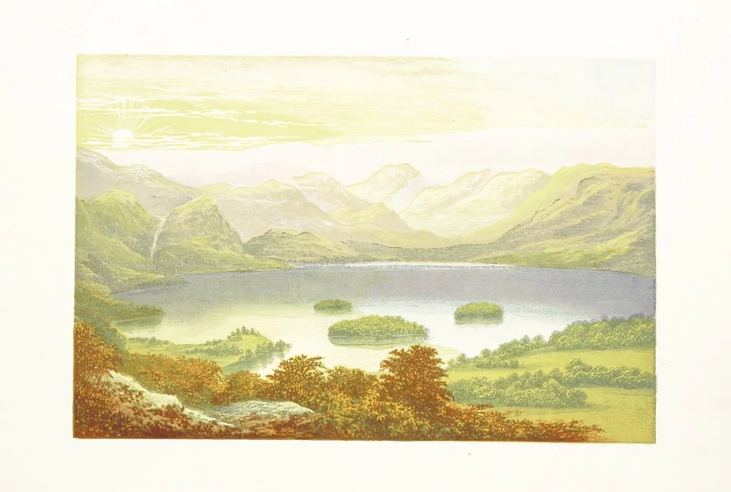 An illustration from English Lake Scenery. Illustrated with a series of coloured plates from drawings by A. F. Lydon, 1880, leaf 84