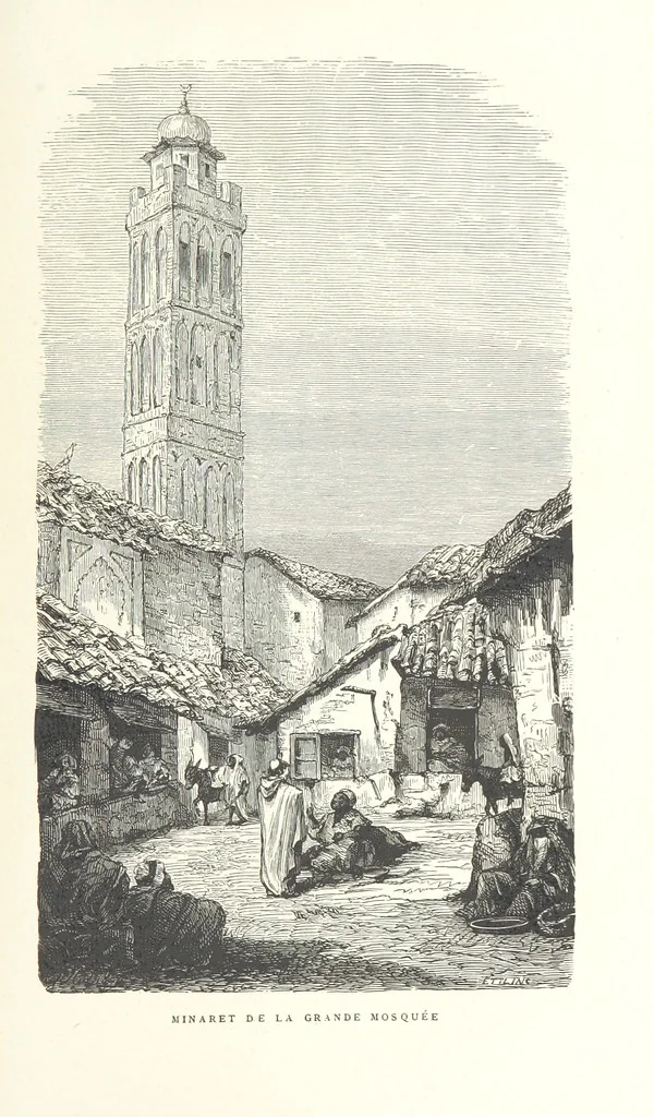 An illustration from Kabyles et Kroumirs ... Dessins de MM. Andrieux, Duhousset, C. Gosselin, II. Vogel, d'après le croquis de l'auteur. Gravure de F. Méaulle, 1882, leaf 101