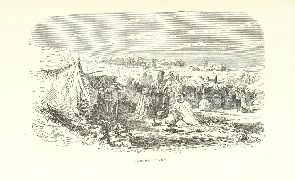 An illustration from Kabyles et Kroumirs ... Dessins de MM. Andrieux, Duhousset, C. Gosselin, II. Vogel, d'après le croquis de l'auteur. Gravure de F. Méaulle, 1882, leaf 109