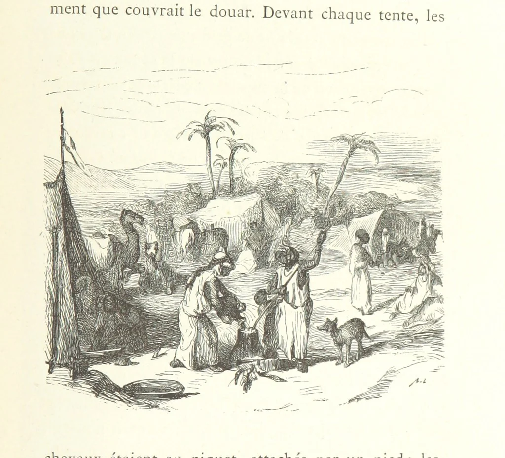 An illustration from Kabyles et Kroumirs ... Dessins de MM. Andrieux, Duhousset, C. Gosselin, II. Vogel, d'après le croquis de l'auteur. Gravure de F. Méaulle, 1882, leaf 121