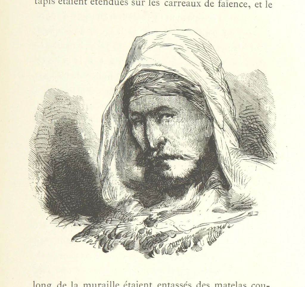 An illustration from Kabyles et Kroumirs ... Dessins de MM. Andrieux, Duhousset, C. Gosselin, II. Vogel, d'après le croquis de l'auteur. Gravure de F. Méaulle, 1882, leaf 239