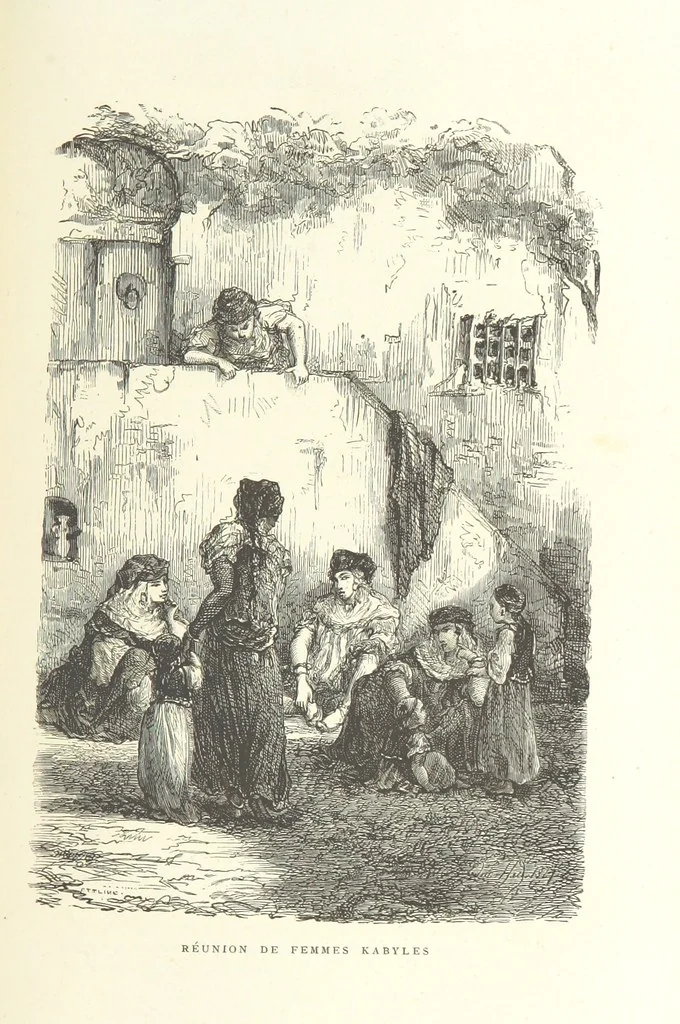 An illustration from Kabyles et Kroumirs ... Dessins de MM. Andrieux, Duhousset, C. Gosselin, II. Vogel, d'après le croquis de l'auteur. Gravure de F. Méaulle, 1882, leaf 323