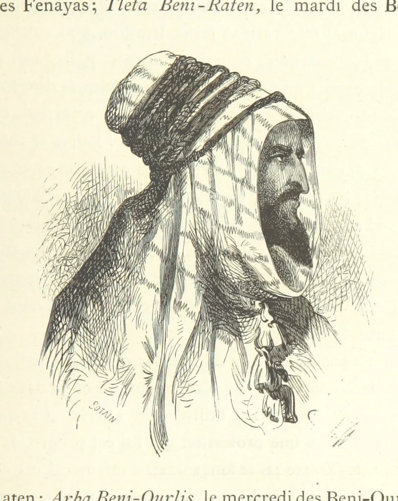 An illustration from Kabyles et Kroumirs ... Dessins de MM. Andrieux, Duhousset, C. Gosselin, II. Vogel, d'après le croquis de l'auteur. Gravure de F. Méaulle, 1882, leaf 331