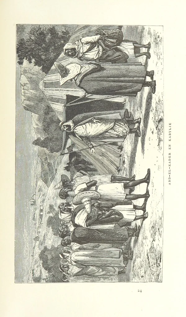 An illustration from Kabyles et Kroumirs ... Dessins de MM. Andrieux, Duhousset, C. Gosselin, II. Vogel, d'après le croquis de l'auteur. Gravure de F. Méaulle, 1882, leaf 381