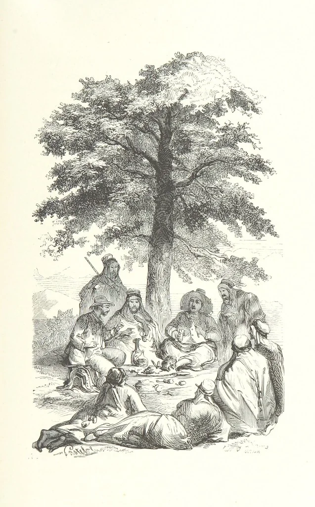 An illustration from Kabyles et Kroumirs ... Dessins de MM. Andrieux, Duhousset, C. Gosselin, II. Vogel, d'après le croquis de l'auteur. Gravure de F. Méaulle, 1882, leaf 411