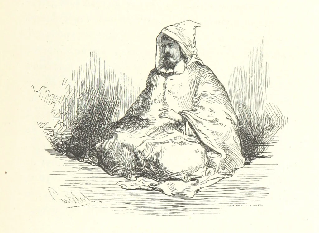 An illustration from Kabyles et Kroumirs ... Dessins de MM. Andrieux, Duhousset, C. Gosselin, II. Vogel, d'après le croquis de l'auteur. Gravure de F. Méaulle, 1882, leaf 91