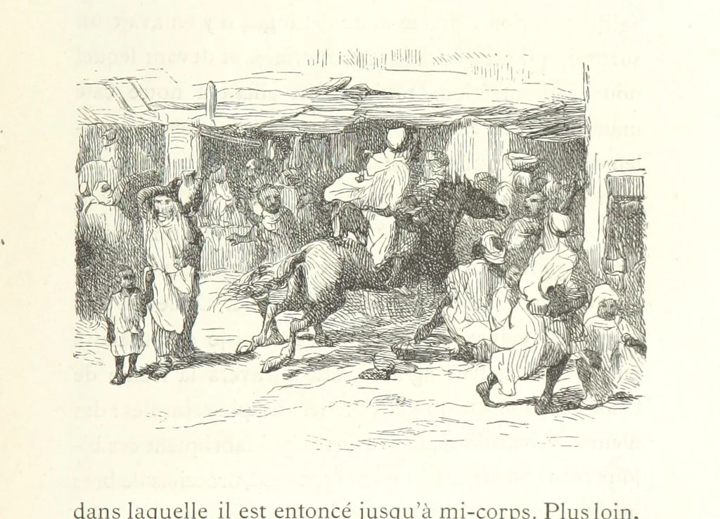 An illustration from Kabyles et Kroumirs ... Dessins de MM. Andrieux, Duhousset, C. Gosselin, II. Vogel, d'après le croquis de l'auteur. Gravure de F. Méaulle, 1882, leaf 93