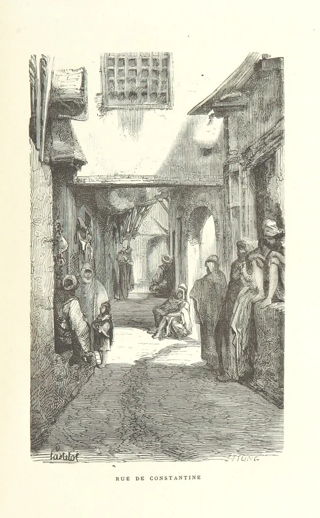 An illustration from Kabyles et Kroumirs ... Dessins de MM. Andrieux, Duhousset, C. Gosselin, II. Vogel, d'après le croquis de l'auteur. Gravure de F. Méaulle, 1882, leaf 95