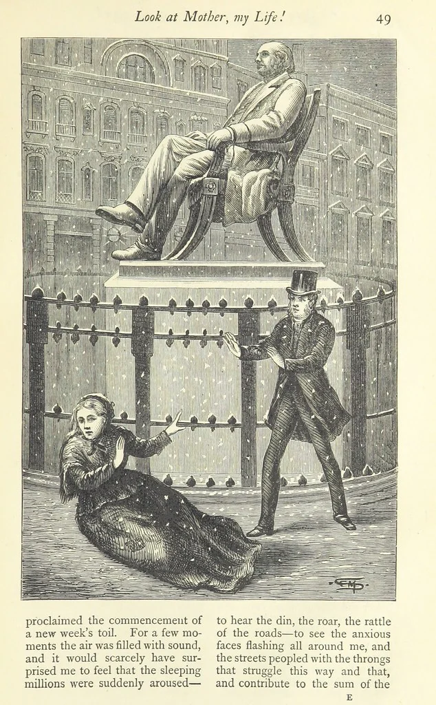 An illustration from Christmas Stories. Blade-O'-Grass, Golden Grain, and Bread and Cheese and Kisses, 1874, leaf 155