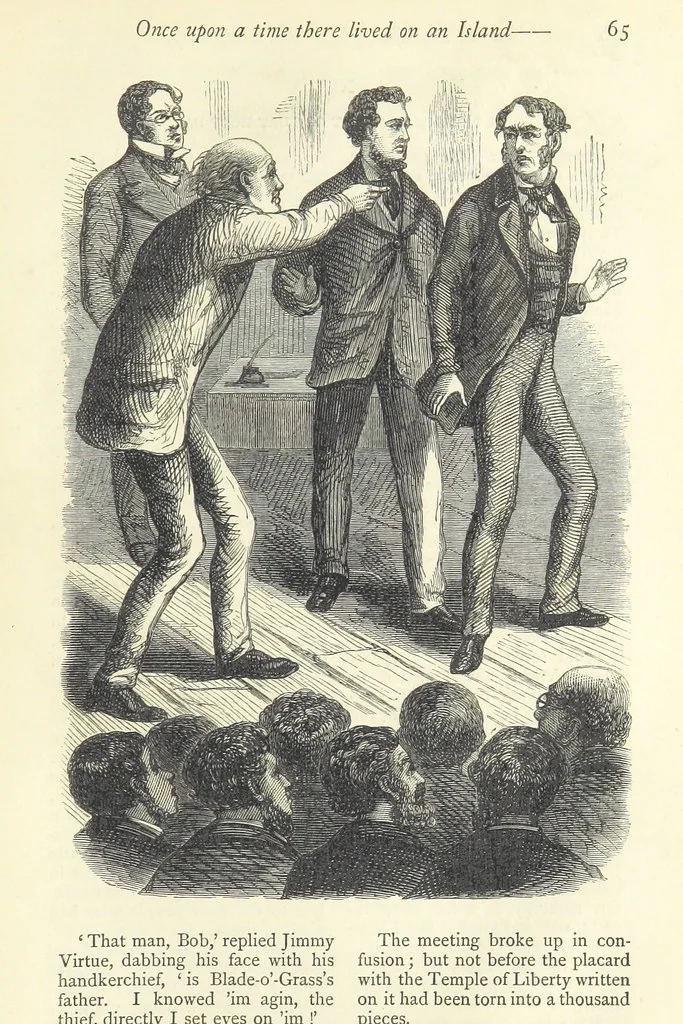 An illustration from Christmas Stories. Blade-O'-Grass, Golden Grain, and Bread and Cheese and Kisses, 1874, leaf 171