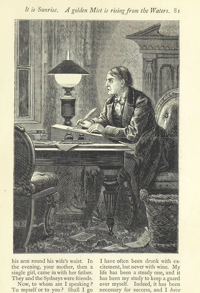 An illustration from Christmas Stories. Blade-O'-Grass, Golden Grain, and Bread and Cheese and Kisses, 1874, leaf 187