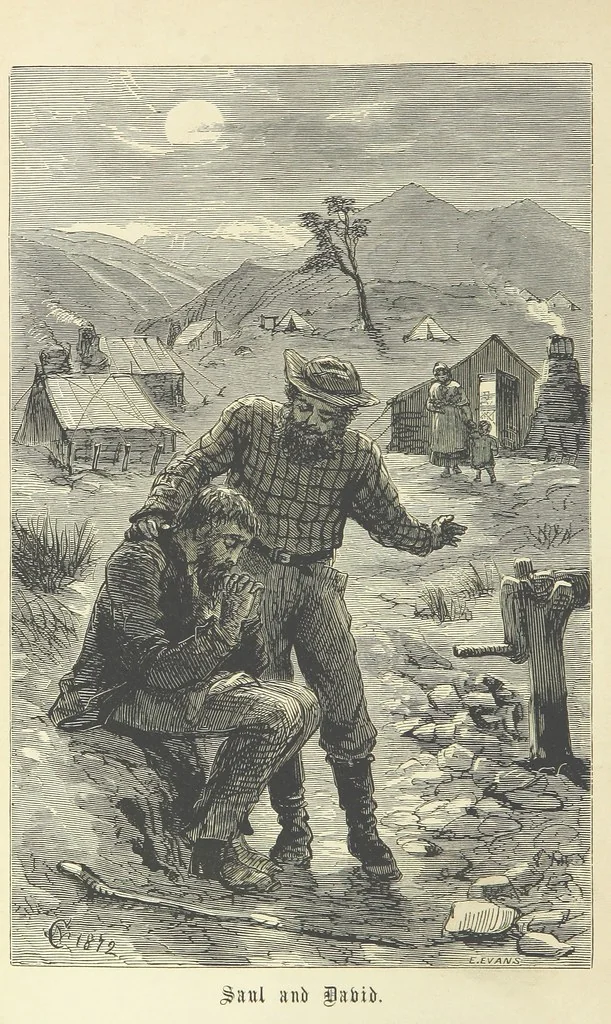 An illustration from Christmas Stories. Blade-O'-Grass, Golden Grain, and Bread and Cheese and Kisses, 1874, leaf 204