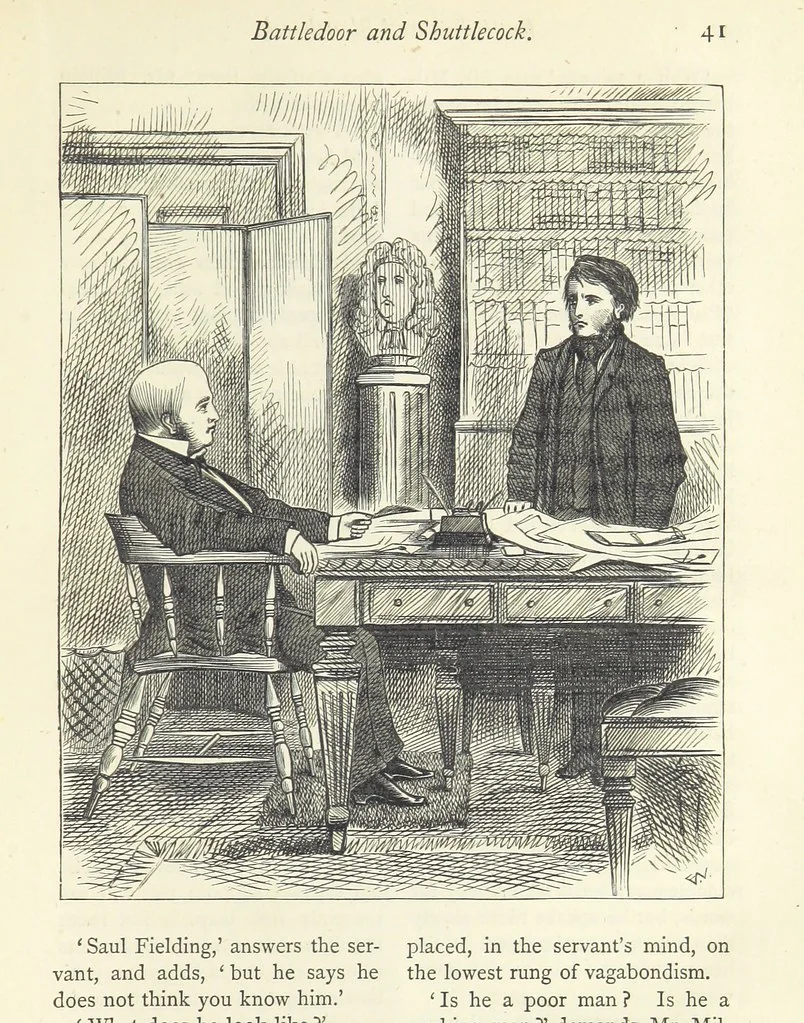 An illustration from Christmas Stories. Blade-O'-Grass, Golden Grain, and Bread and Cheese and Kisses, 1874, leaf 245
