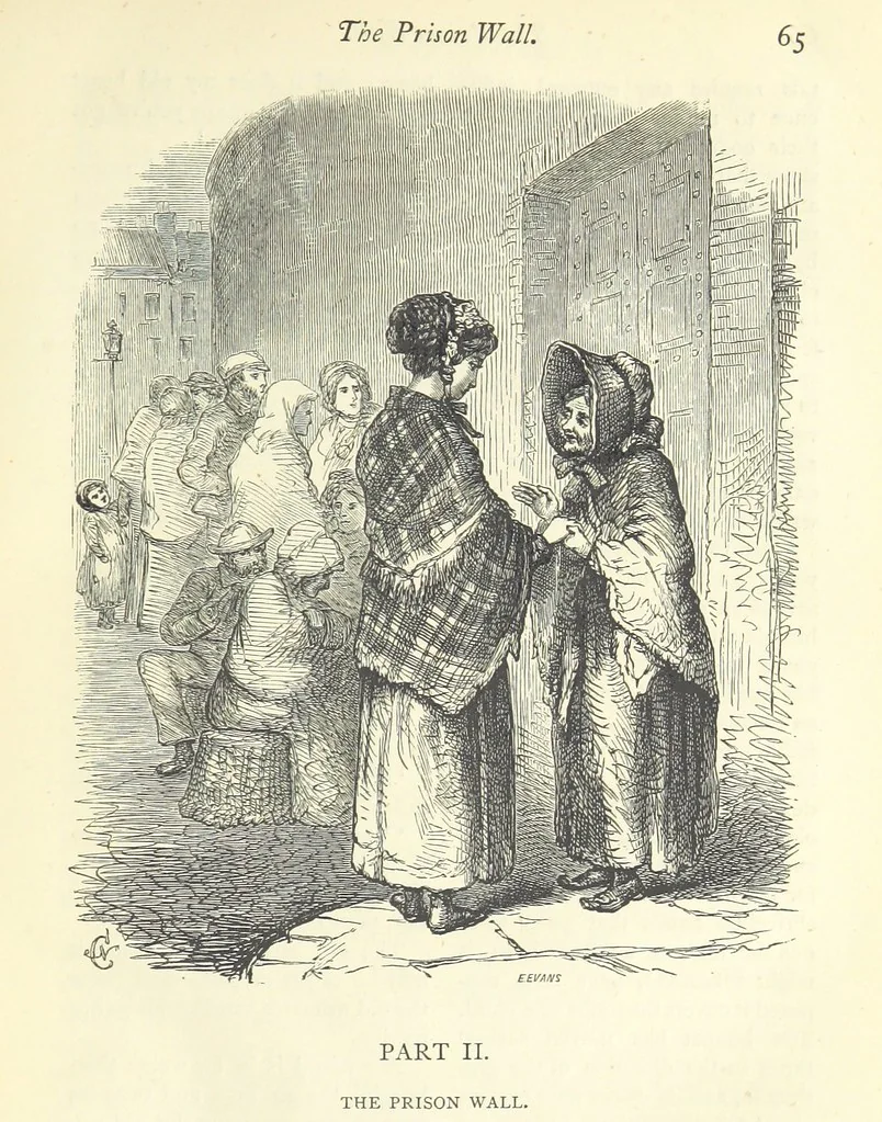 An illustration from Christmas Stories. Blade-O'-Grass, Golden Grain, and Bread and Cheese and Kisses, 1874, leaf 73