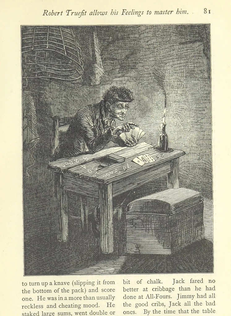 An illustration from Christmas Stories. Blade-O'-Grass, Golden Grain, and Bread and Cheese and Kisses, 1874, leaf 89